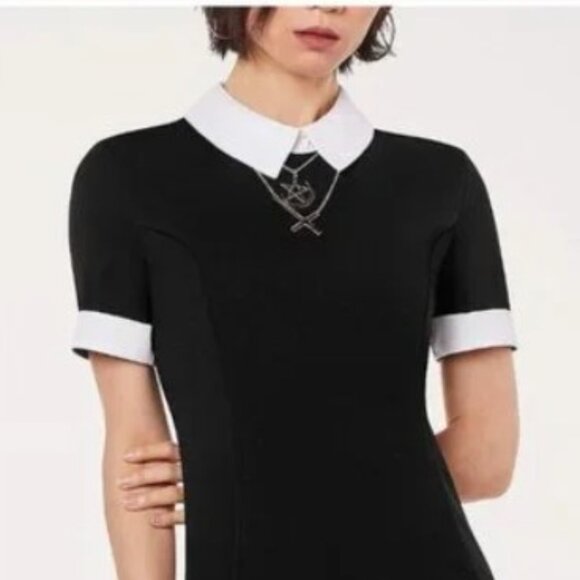 NWT Spirit Halloween Black White Collared Dress Wednesday Addams 1X - Picture 1 of 8